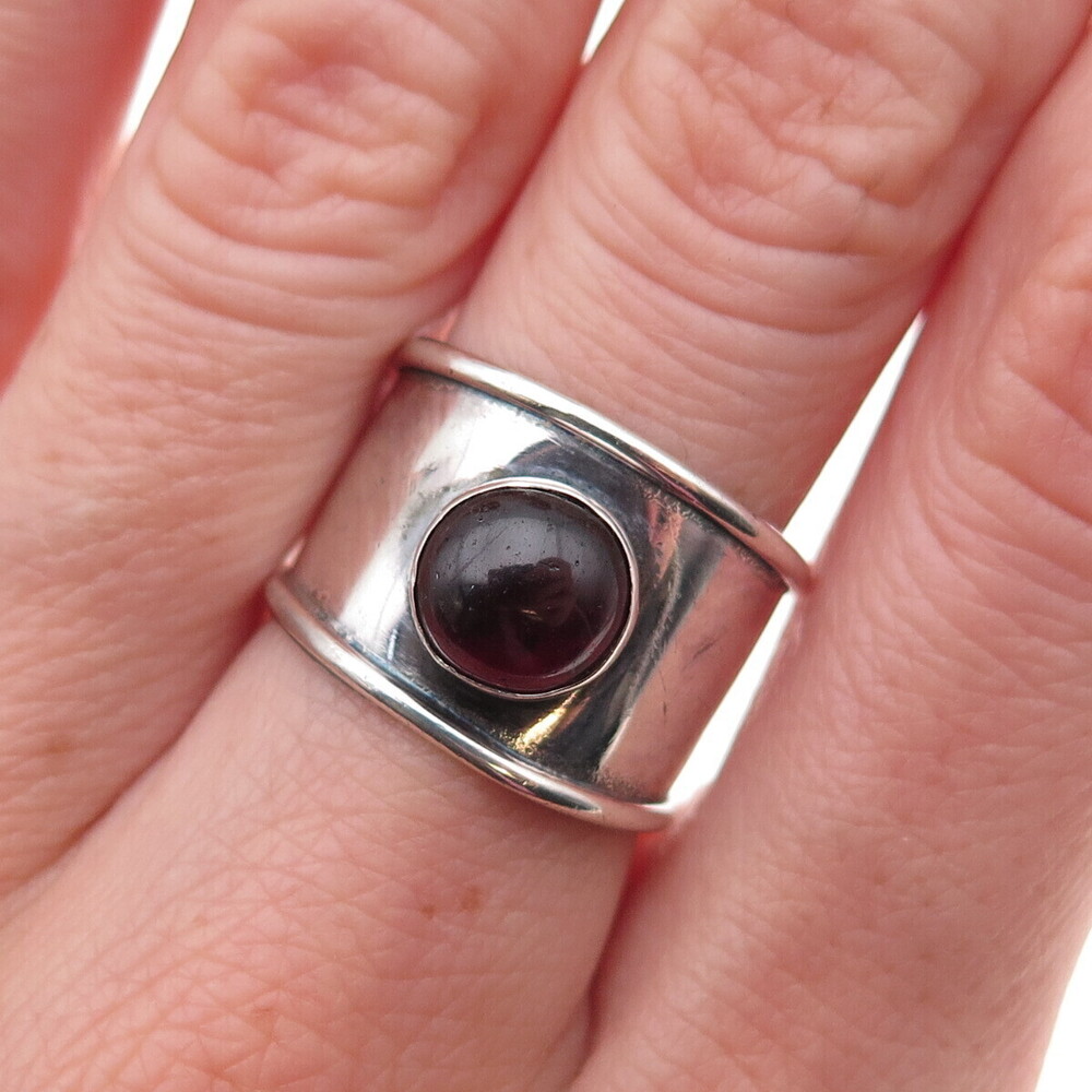 Running Bear Old Pawn 925 Sterling Silver Vintage Rhodolite Tribal Ring Size 7.5
